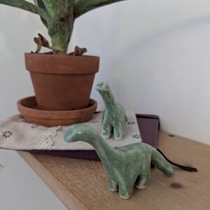 Green Ceramic Dinosaur Figurines